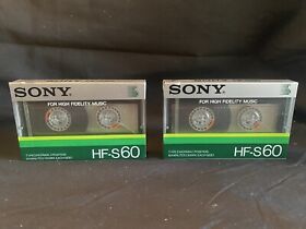 2 Sony Hf-s 60 Cassette Tapes Type 1 Normal Minutes New Sealed Lot Of