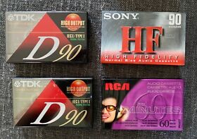 1eci 4 Blank Cassettes 90 And 60 Min Tdk High Output Rca Sony In Plastic