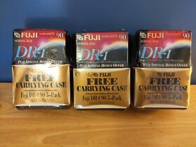 5 Pack Fuji Audio Cassette Tape Dr-i 90 Minutes Normal Bias With Free Case 3