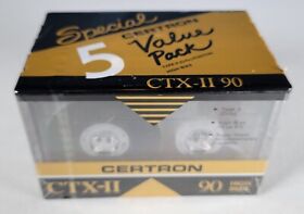 Ctx-90 5 Pack Of Certron Type Ii Blank Cassette Tapes High Bias Super Silent New