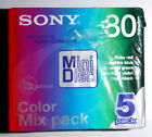 5mdw80crx Sony New Sealed Minidisc Pack Of Color Mix Minutes Recordable