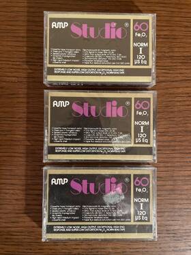 Scf-60 Amp Studio Vintage 60 Blank Audio Cassette Lot Of 3 Brand New Sealed
