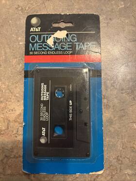 At&t 026616080816 Vtg 1988 30 Second Endless Continuous Loop Outgoing Message Cassette Tape Read