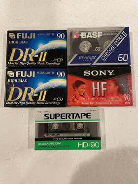 Basf 009993016186 Blank Cassette Lot Of 5 Chrome Extra Ii 60 Fuji Drll Sony Hf Supertape New