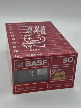 Basf 028357523096 Vintage 10 Pack Of Ferro Extra I 90 Minute Blank Cassette Tape - New Sealed