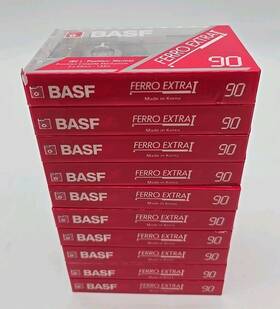 Basf 028357546125 10 Ferro Extra I 90 Minute Blank Cassette Tapes New Sealed One Cracked Case