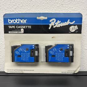 Tc-10 Brother P-touch Tape Cassette 1/2 Inch Black On Clear 2 Pack New Sealed