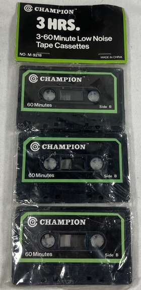 M-9218 Champion 3-60 Minute Low Noise Blank Audio Cassettes Tape New Sealed Vintage