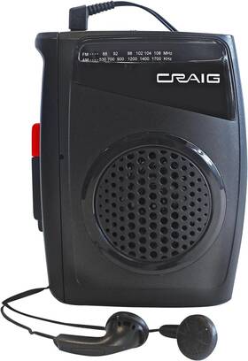 Cs304 Craig Stereo Cassette Player/recorder With Earphones Portable Am/fm Black
