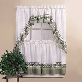 1z45640ymu Curtainworks Chf And You Cottage Ivy Country Curtain Tier Swag Set Multi 56-inch X 36-