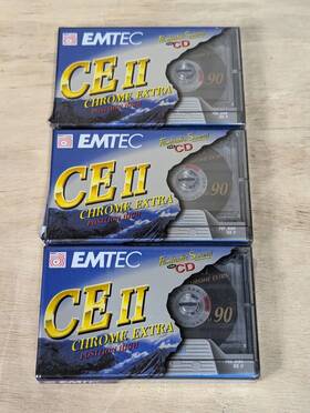 Emtec 009993135870 Lot Of 3 Ce Ii 90 Min Chrome Extra Type Hi Bias Blank Cassette Tape