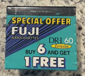 Drisl60 Fuji Nos Cassette Tape Blank Dr-i Extraslim 60 Iec I Type Normal 7 Cassettes