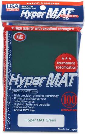 2062 Kmc Hyper Matte Green 100-count Standard Size Sleeves Pack Usa Packaging