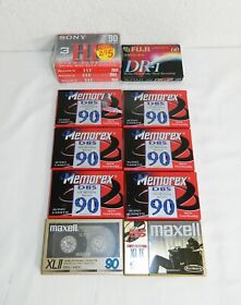 Lot Of 12 Cassette Tapes Memorex Dbs 90 Sony Hf Maxell Xl-ii Fuji Dr-1 60