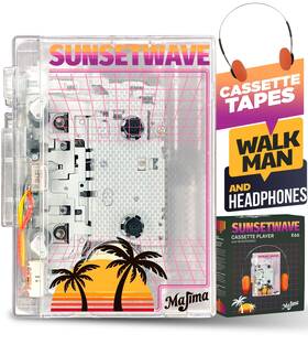 Majima Design 198715992892 Bluetooth Cassette Player With Fm Radio Transparent Portable Sunsetwave