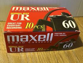 Maxell 025215112102 Audio Cassette Tapes Normal Bias Ur 60 Minutes 10 Pack New Sealed