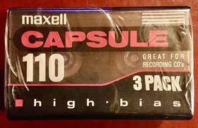 Maxell 025215155437 Vintage 3 Pack 110 Minute High Bias Audio Cassette Tapes - New Sealed