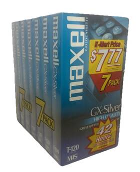 T-120 Maxell 025215214479 Gx-silver 7 Pack Blank Vhs Vcr Tapes New/sealed High Quality