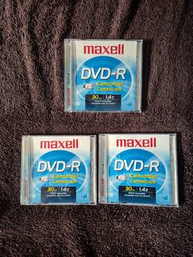 Maxell 025215669422 Dvd-rw Camcorder Blank Disc - 30 Min 1.4 Gb 3-pack New Open