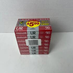 Ur-90 Maxell 025215900990 Type I Normal Bias Blank Cassette Tape 7pack New Sealed
