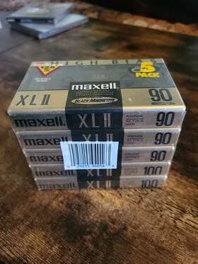 Maxell 025215940163 Xlii 90 100 High Bias Blank Audio Cassette Tapes Pack Of 5 Sealed Nos