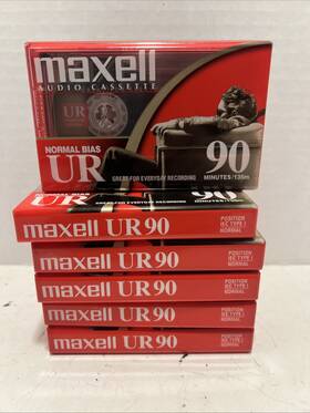 109577 Maxell Ur-90 Blank Audio Cassette Tapes - Super Size 6 Pack 90 Min New