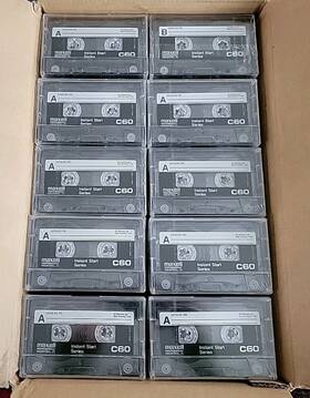 116001 Maxell 100pcs C60 Pro Industrial P/i Communicator Series Tape Cassettes Sealed