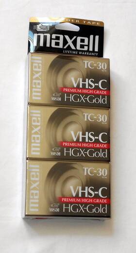 B005idv3jq Maxell Vhs-c Tc-30 Hgx-gold Camcorder Videocassette 3pk