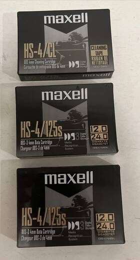 125s Maxell Dds3 Lot Of 3 - Hs-4/125s 4mm Data Tape Cartridge 12gb/24gb New/sealed