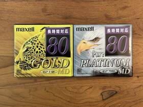 Pgmd-80 Maxell Collectors Set Of 2 Pure Gold/platinum 80 Min Recordable Minidiscs. New