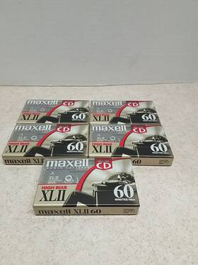 Xl-60 Maxell Lot Of 5- Xlii 60 High Bias Blank Audio Cassette Tapes - Brand New