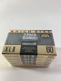 Maxell Xlii 60 Minute High Bias Audio Blank Cassette 5 Pack New