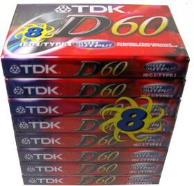 Media 705353600524 Audio Cassette Tape - 60 Minute 8 Pack Red