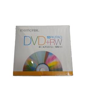 Memorex 034707055094 10 Pack Dvd Rw 4x 4.7gb Rewritable 120 Min Plus R Slim Jewel Case Sealed
