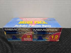 Memorex 071809131295 New 12 Pk Dbs 90 Audio Cassette Tapes Normal Bias Type 1 Nos Vintage