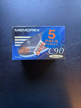 Memorex 071809462054 5 Pack Db C90 Normal Position Type I New Sealed Blank Audio Cassette
