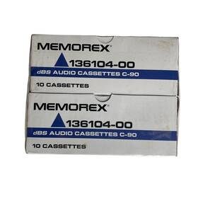 136104-00 Memorex 13610400 Dbs C-90 Cassettes Vintage Factory Sealed 2 Case Of 10 Each