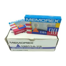 136114-73 Memorex New 10-pack Dbs 90 Audio Cassette Tapes Type I Normal Bias Full Case