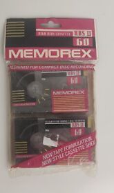 Memorex 2 Pack Hbs Ii Cassette 60 For Cd Recording New In Package
