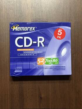 320204508 Memorex New And Sealed - 5 Pack Cd-r 52x / 700mb 80min