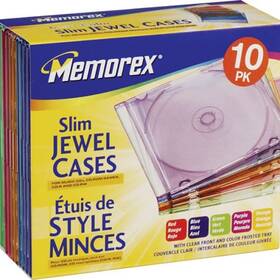 32021911 Memorex 10-pack Cd Slim Jewel Cases 5mm - Assorted Colors