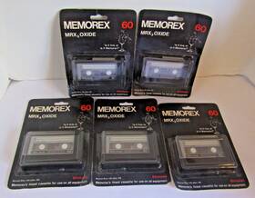 Mrx3oxice Memorex Lot Of 5 Vintage Mrx3 Oxide 60 Minutes Cassette Tapes Blank Sealed