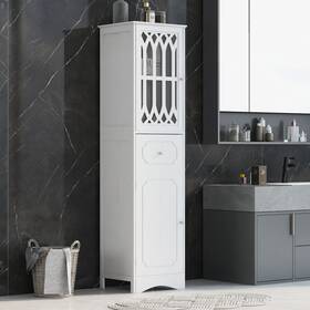 Sdafd0003 Merax Tall Bathroom Storage Cabinet With Adjustable Shelf Drawer And 2 Doors