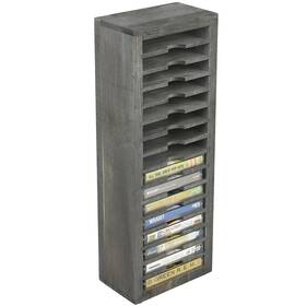 Hom2711gry Mygift 16 Slot Cassette Tapes Tower Vintage Gray Solid Medium