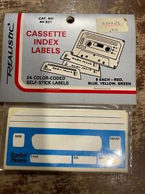 44-621 Nos Realistic Cassette Tape Stickers Vintage Blank Index Labels Radio Shack