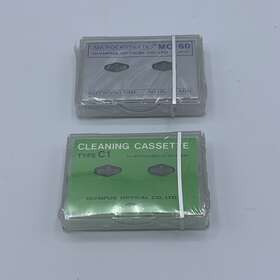 Mc-60 Olympus 050332477018 Microcassette Tape And Type C1 Cleaning Cassette New Vintage