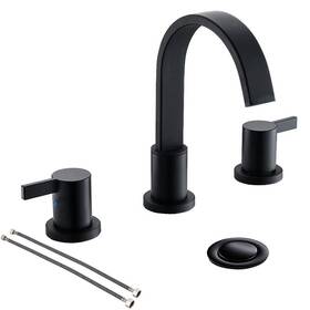 Wf040-1-mb Phiestina Matte Black Waterfall Widespread 8 Inch 3 Holes 2 Handles Bathroom