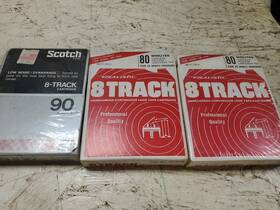B431 Realistic 2 Sealed 8 Track Blank Tapes 80 Minutes Nos 1 Opened Scotch