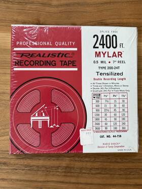 No.44-758 Realistic Nos-realistic Mylar Professional Recording Tape 7 Inch Reel 2400 Ft -factory Sealed