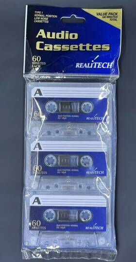 60-minute Realitech 040606985431 Audio Cassettes 3-pk Type 1 Low Noise Each Nip Nos